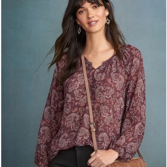 GARNET HILL Size XL bishop sleeve silk blouse style number 46103 peasant - Picture 1 of 8